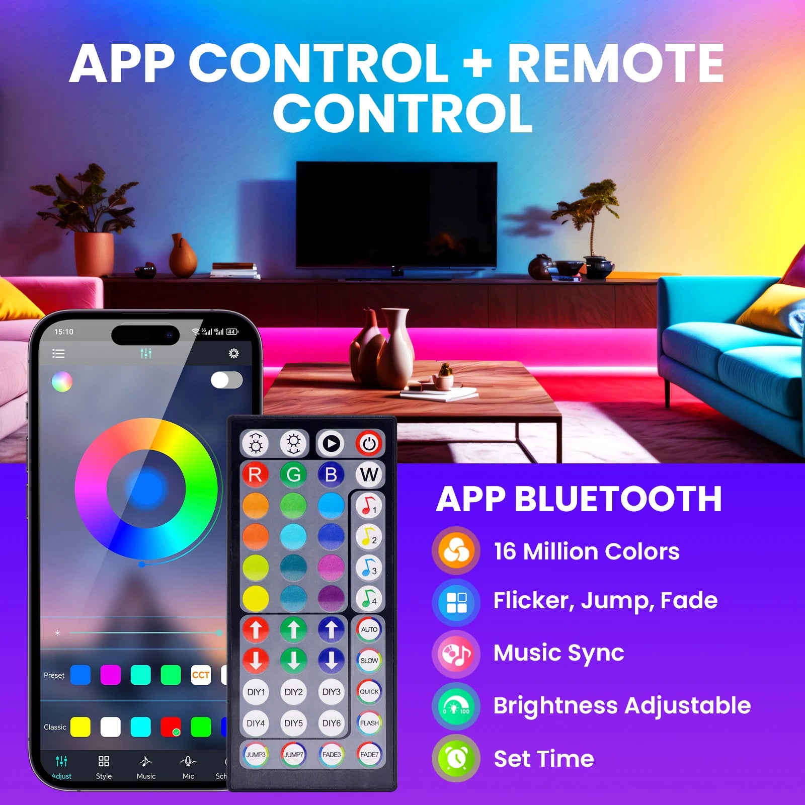 AuraGlow™ - Smart LED Strip | Bluetooth & App Control